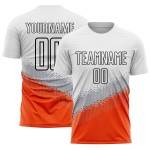 Sublimation Gradient Gray Geometric White Soccer Orange-Black Jersey Custom Uniform Shape