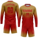 Soccer Jersey Old Sleeve Uniform Fashion Sublimation Fade Red Gold Custom Long
