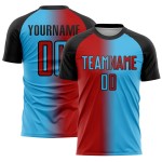 Sublimation Jersey Blue Soccer Red-Black Uniform Sky Gradient Fashion Custom Sublimation Jersey Blue Soccer Red-Black Uniform Sky Gradient Fashion Custom