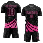 Custom Black Sublimation Uniform Shapes Jersey Pink Wind Soccer Custom Black Sublimation Uniform Shapes Jersey Pink Wind Soccer
