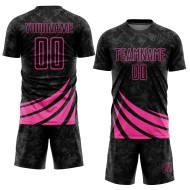 Custom Black Sublimation Uniform Shapes Jersey Pink Wind Soccer Custom Black Sublimation Uniform Shapes Jersey Pink Wind Soccer