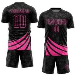 Custom Black Sublimation Uniform Shapes Jersey Pink Wind Soccer Custom Black Sublimation Uniform Shapes Jersey Pink Wind Soccer