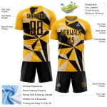 Uniform Geometric Gold Custom Pattern Jersey Sublimation Soccer Black
