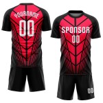 Red Uniform White-Black Custom Jersey Soccer Sublimation Red Uniform White-Black Custom Jersey Soccer Sublimation