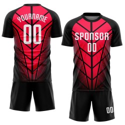 Red Uniform White-Black Custom Jersey Soccer Sublimation Red Uniform White-Black Custom Jersey Soccer Sublimation