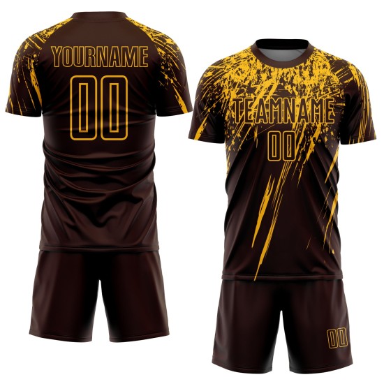 Soccer Gold Sublimation Uniform Jersey Custom Brown