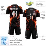 Sublimation Custom Uniform Flame Soccer White-Gold Black Jersey Sublimation Custom Uniform Flame Soccer White-Gold Black Jersey