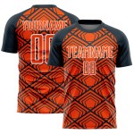 Uniform Pattern Custom Orange Geometric Soccer Jersey Sublimation Navy-White Uniform Pattern Custom Orange Geometric Soccer Jersey Sublimation Navy-White