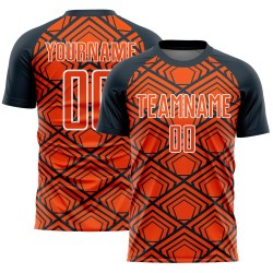 Uniform Pattern Custom Orange Geometric Soccer Jersey Sublimation Navy-White